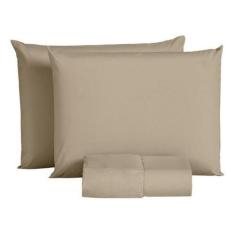 Imagem de Lençol Casal King Percal 200 Fios Avelã 3 Pçs - Toda Sua Casa E Decora