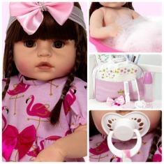 Imagem de Boneca Reborn Corpo Inteiro Silicone Princesa Fofa + Itens - Cegonha R