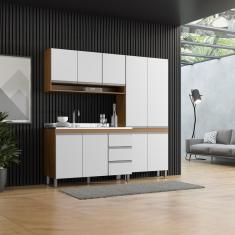 Imagem de Cozinha Modulada Compacta Sabrina com Balcão Pia 200 x 202 Cm 3 Peças mdp Branco menu