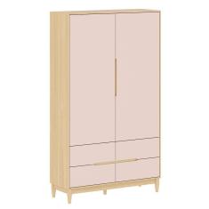 Imagem de Guarda-Roupa Tomi 2 Portas e 4 Gavetas - Carvalho Malva com Rosa