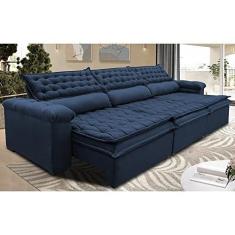 Imagem de Sofá Retrátil e Reclinável 3,52m Molas Ensacadas Cama Inbox Botonê Espuma Viscoelástico Azul