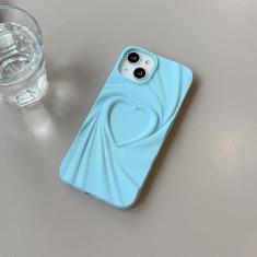 Imagem de Luxo 3d fosco amor coração rugas caso de telefone para iphone 14 13 12 11 pro max silicone macio capa pára-choques, azul, para iphone12