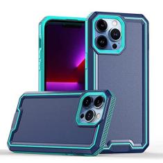 Imagem de Capa fosca à prova de choque Armor para iPhone14 PULS 13 12 11 Pro Max Rubber de duas cores para PC rígido anti-queda, azul, para iPhone14