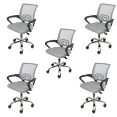 Imagem de Kit 5 Cadeiras para Escritório Diretor Tela Mesh Tok 3310 Or Design Cinza