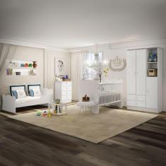 Imagem de Quarto de Bebê Completo Bambino 3 Portas 6 Gavetas Branco - Percasa