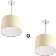 Imagem de Kit 2 Lustres Cupula Pendente Dome 30X20cm Bege