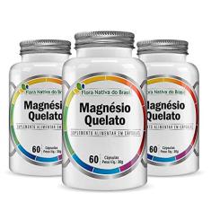 Imagem de Kit Magnésio Quelato 500mg 3 Potes 60 Cápsulas Cada - Flora Nativa