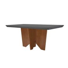 Imagem de Mesa para Cozinha Nevada + Tampo Madeirado Vidro Reto 180x90cm Grafite/Imbuia-Vidro Grafite - Rufato