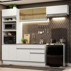 Imagem de Cozinha Completa Madesa Glamy 270011 com Armário e Balcão (sem Tampo e Pia) - Branco