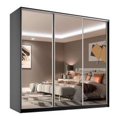 Imagem de Guarda-Roupa Casal com 3 Espelhos Belluno 3 pt 3 gv Preto