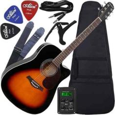 Imagem de Kit Violão Folk Eletroacústico Capotraste Gf1r 3Ts Giannini