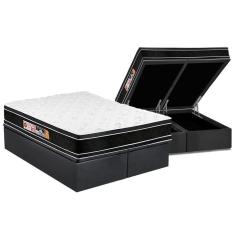 Imagem de Cama Box Baú King: Colchão Espuma Castor D33 Black e White Air Double Face Euro Pillow + Base crc Suede Gray(193x203)