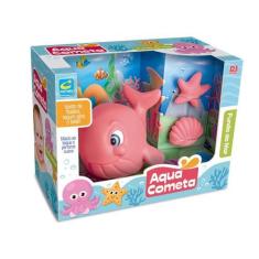 Imagem de Brinquedo Para Banho Kit Baleia Rosa Fundo Do Mar +3 Meses Cometa Brin