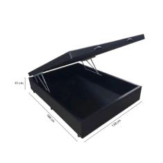 Imagem de Cama Box Baú Casal 138 Tecido Sintético Preto Com Colchão Hamburgo Bello Box - 100% Espuma - D28 Preto 55x138x188
