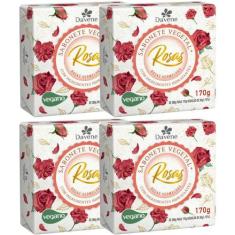 Imagem de 4Un Sabonete Vegetal Rosas Vermelhas 170G Davene