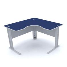 Imagem de Mesa Em L P/ Escrit rio 120x120 Pandin Maxxi - Azul/cinza