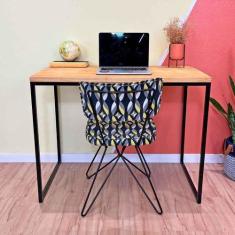 Imagem de Mesa Para Escritório De Ferro E Madeira 96cm Style Industrial Nozes E