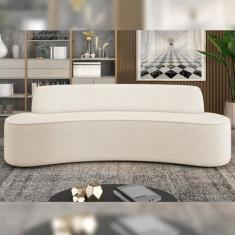 Imagem de Sofá Decorativo 3 Lugares 210cm Bélgica Curvo Linho Bege G15 - Gran Belo