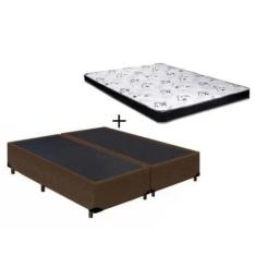 Imagem de Cama Box Queen Colchão Mola Ensacada Belos Sonhos + Box Sintético 65X1
