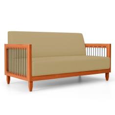 Imagem de Sofá Varanda Samoa Madeira Maciça 02 Lugares Com Cordas Náutica Linho Dourado - Desk Design