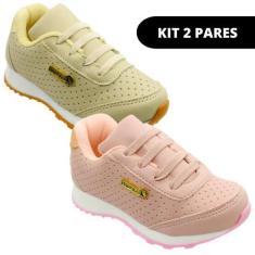 Imagem de Kit 2 Pares Tênis Infantil de Menina Escolar - Club Happy, 22, Única