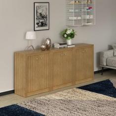 Imagem de Kit 3 Balcões Me4103 com 6 Portas e Prateleira Amendoa