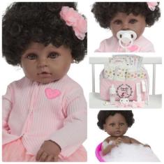 Imagem de Boneca Reborn Bebê Negra Diva Corpo 100% Vinil Pode Banho - Cegonha Re