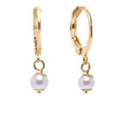 Imagem de Brinco De Argolinha Perola Delicada Folheado A Ouro 18k