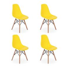 Imagem de Conjunto 4 Cadeiras Charles Eames Eiffel Wood Base Madeira - 