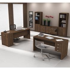 Imagem de Conjunto Para Home Office Com 8 Peças Nogal Tecno Mobili