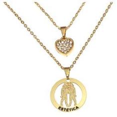 Imagem de Colar Duplo Estética Beleza Esteticista Folheado Ouro 18k