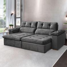 Imagem de Sofá Retrátil e Reclinável 3 Lugares 250cm Vancouver Cinza