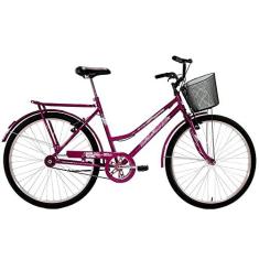 Imagem de Bicicleta Feminina Aro 26 Classic Com Para-lama e Cesta Violeta