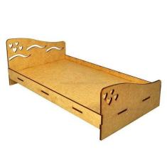 Imagem de Cama de Casal para Casa de Boneca 31x18,5x12 Mdf Madeira Cru - ATACADÃ