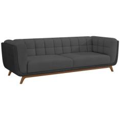 Imagem de Sofá 2 Lugares 180cm Coin Pu Preto  Bouclé Suave Cinza - Sallar Home