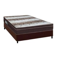 Imagem de Cama Box Casal: Colchão Ortopédico Ortobom Light + Base Crc Courano Brown(138X188)
