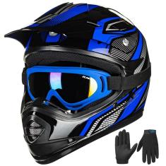 Imagem de Capacete ilm Youth Kids atv Motocross B07 azul/prata dot