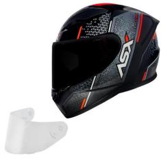 Imagem de Capacete Masculino Asx City Storm Cinza Moto + Viseira Fume, Preto bri