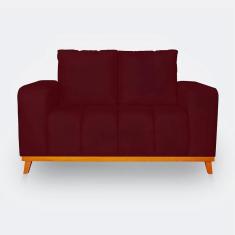 Imagem de Sofá 2 Lugares Memphis Ultra Conforto Em Madeira Maciça E Suede - Lh Decor Cor Bordo