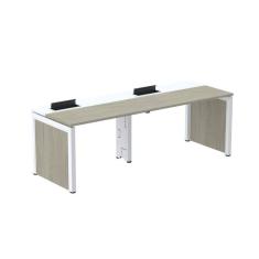 Imagem de Mesa de Plataforma Simples para 2 Pessoas Corporativa 150x792/2p Pscpp150/792/2p Nogueira Casablanca/Branco