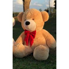Imagem de Urso Gigante Pelúcia Grande Teddy 1,10 Metro - Doce De Leite - Laço Ve