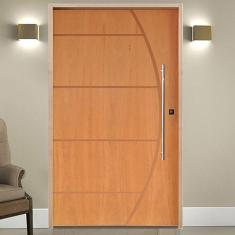 Imagem de Kit Porta de Madeira Pivotante 210x102cm Batente 14cm Fechadura 803 Rolete Externa Belissima 6 Hale Esquadrias Imbuia