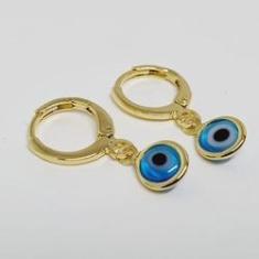 Imagem de Brinco Fecho Click Argolinha Folheado A Ouro 18K Olho Grego