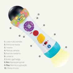 Imagem de Brinquedo Microfone Musical Infantil Canta E Grava - Buba Presente Criança