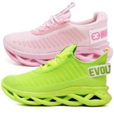 Imagem de Tênis Esportivo Masculino Evoltenn Academia - 2 Pares Verde E Rosa