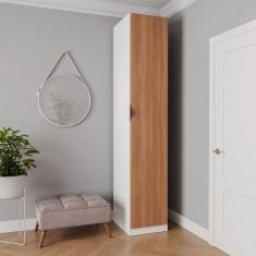 Imagem de Guarda Roupa 1 Porta 6 Prateleiras Hera CabeCasa MadeiraMadeira Branco Geada/Louro