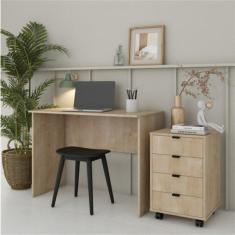 Imagem de Escrivaninha 100cm Com Gaveteiro 4 Gavetas Balto Madeira