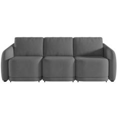 Imagem de Sofá Cama Casal Para Sala 336cm Polska K04 Veludo Cinza Escuro - Mpozenato