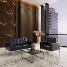 Imagem de Sof  Para Escrit rio E Recep  o 3 Lugares Corino Isis Preto