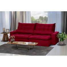 Imagem de Sofá 6 Lugares 2.90 Mt Retrátil E Reclinável Veludo Vermelho